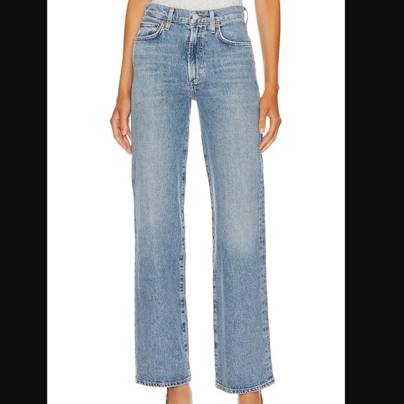 AGOLDE Harper Mid Rise Relaxed Straight Jeans in Flash Size 24 Denim - Picture 1 of 8